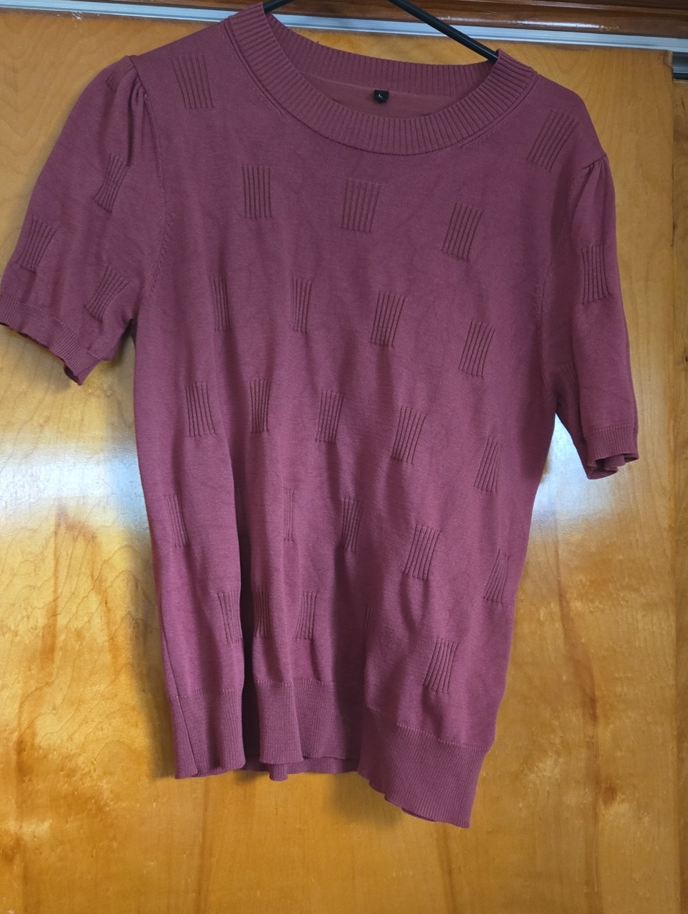Rust Red Knit Short-Sleeve Sweater